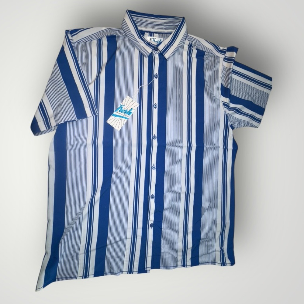 Fresh Men's Blue and White Striped Shirt